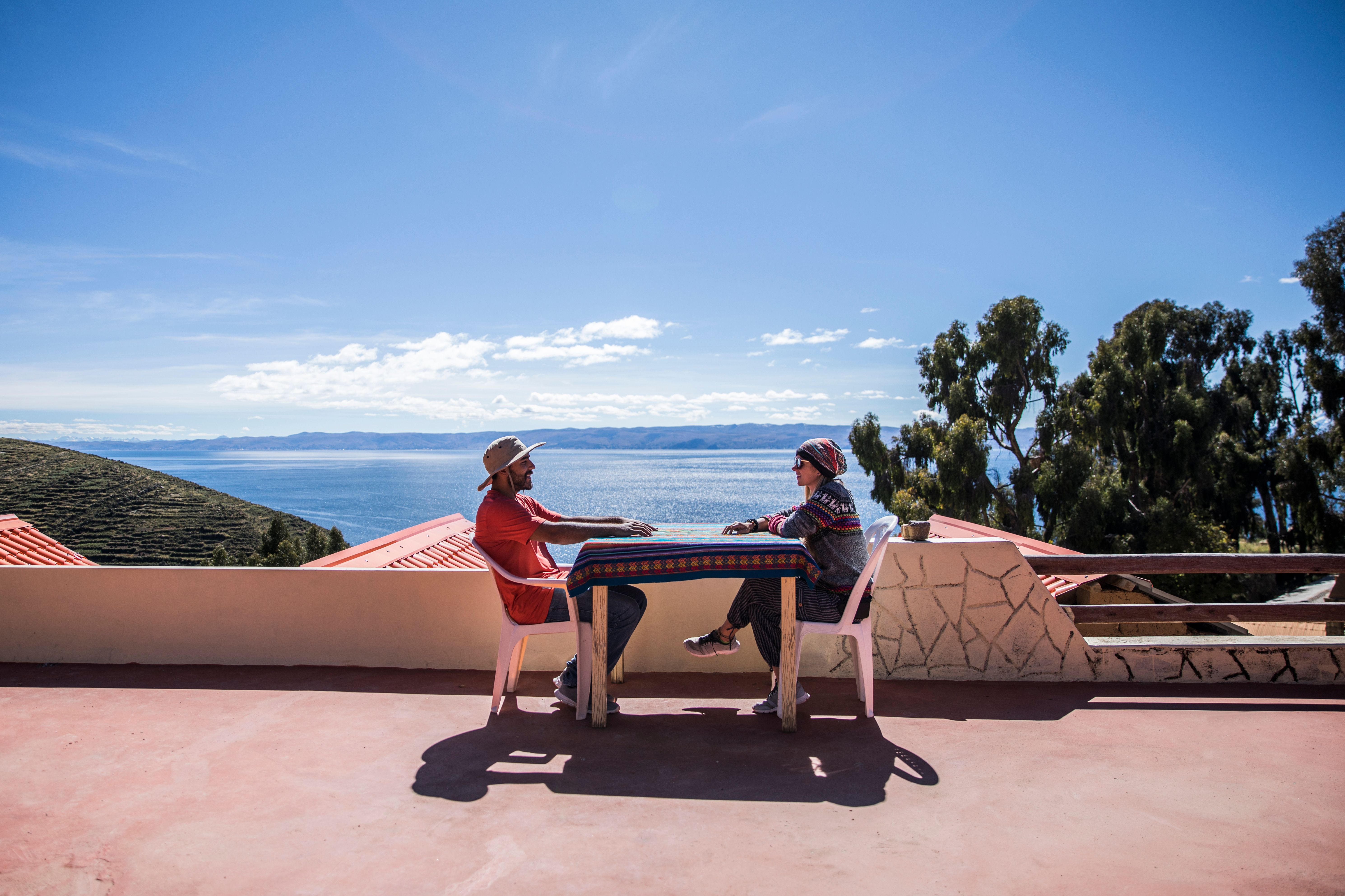 Travelers planning their route with a local guide